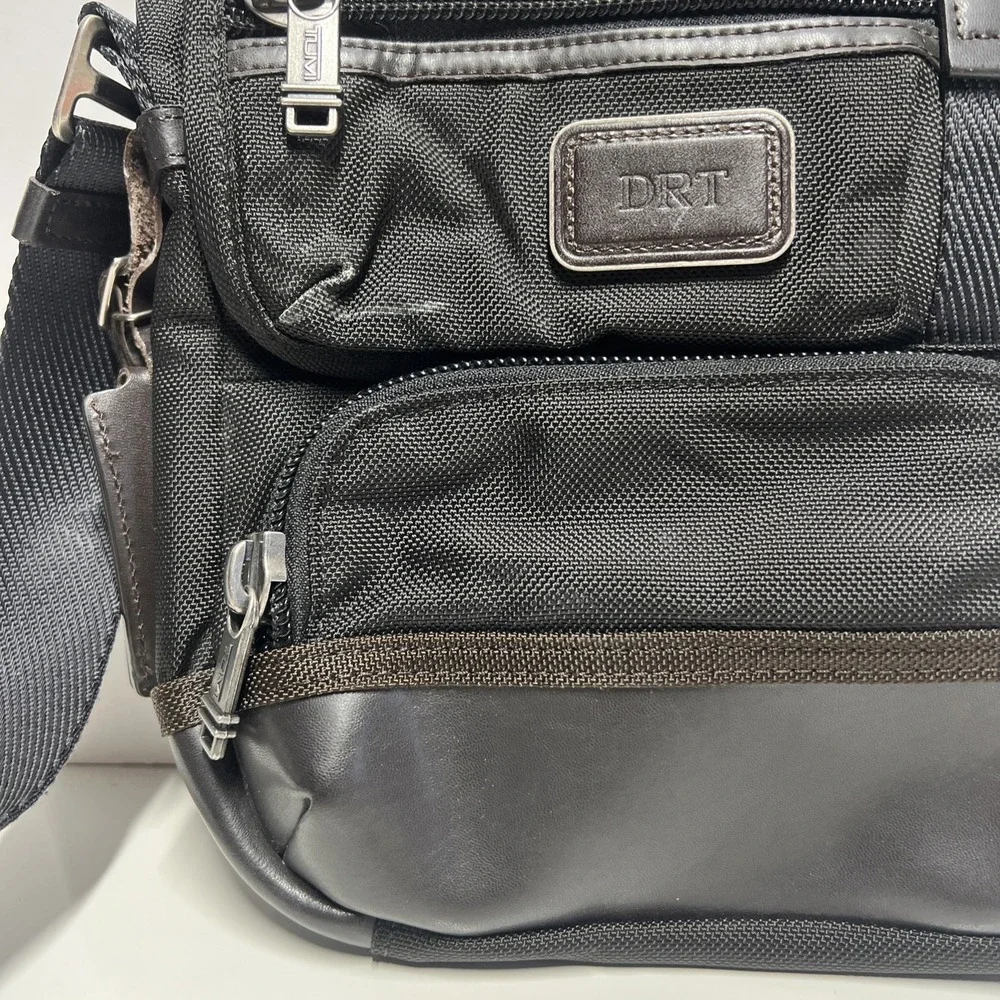 Tumi Alpha Brabo Shoulder Bag Crossbody Black Brown Leather
